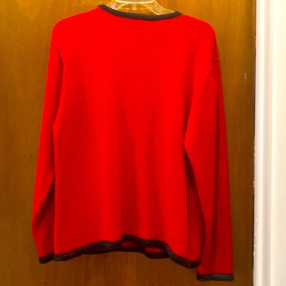 Red cardigan with Scottish terriers, size S - Picture 2 of 5